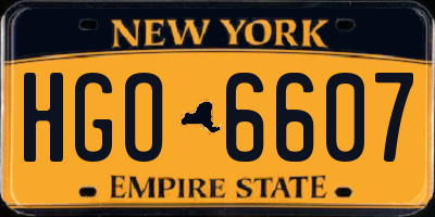 NY license plate HGO6607