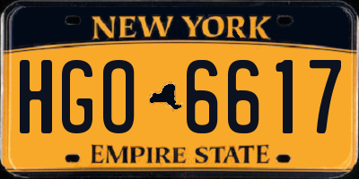 NY license plate HGO6617