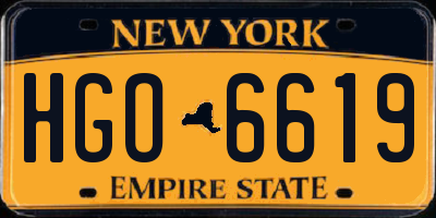 NY license plate HGO6619