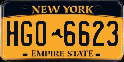 NY license plate HGO6623