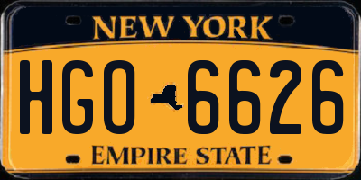 NY license plate HGO6626