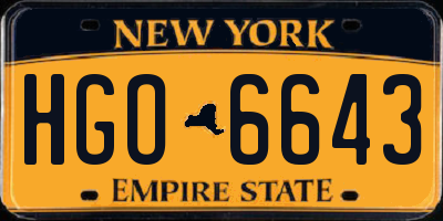 NY license plate HGO6643