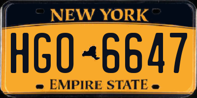 NY license plate HGO6647