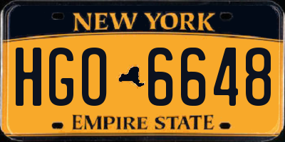 NY license plate HGO6648