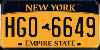 NY license plate HGO6649