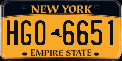 NY license plate HGO6651