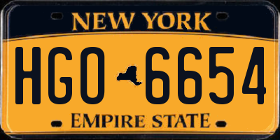 NY license plate HGO6654