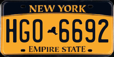 NY license plate HGO6692