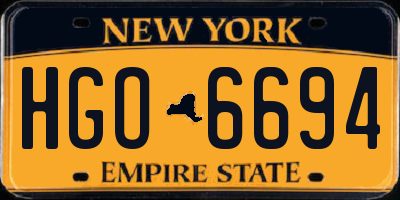 NY license plate HGO6694