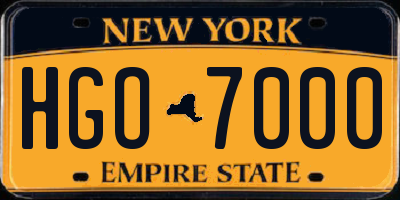 NY license plate HGO7000