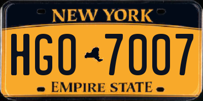 NY license plate HGO7007