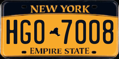 NY license plate HGO7008