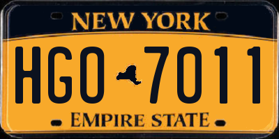 NY license plate HGO7011