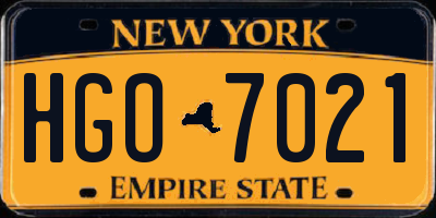 NY license plate HGO7021