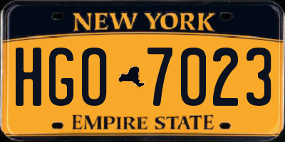 NY license plate HGO7023