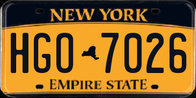 NY license plate HGO7026