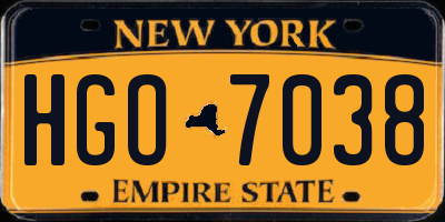 NY license plate HGO7038