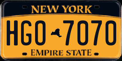 NY license plate HGO7070
