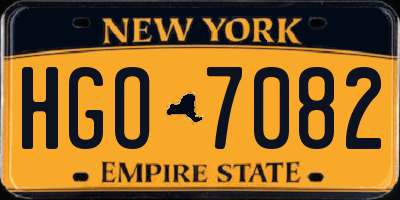 NY license plate HGO7082