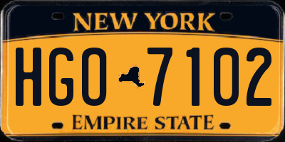 NY license plate HGO7102