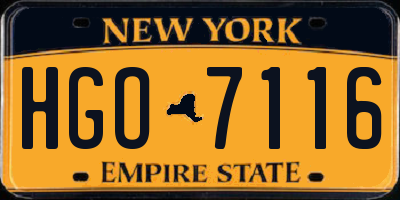 NY license plate HGO7116