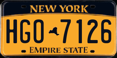 NY license plate HGO7126
