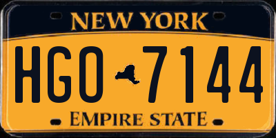NY license plate HGO7144