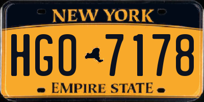 NY license plate HGO7178