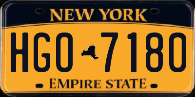 NY license plate HGO7180