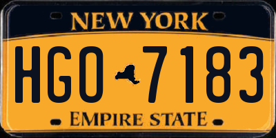 NY license plate HGO7183