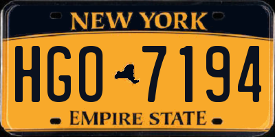 NY license plate HGO7194