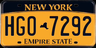 NY license plate HGO7292