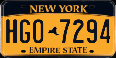 NY license plate HGO7294