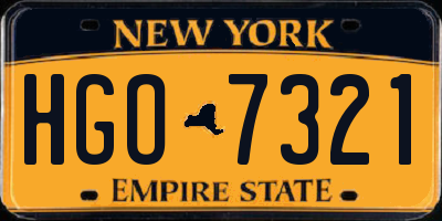 NY license plate HGO7321