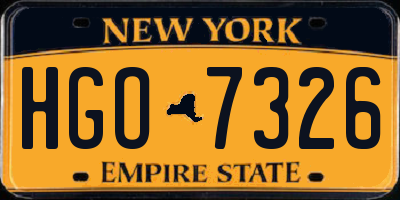 NY license plate HGO7326