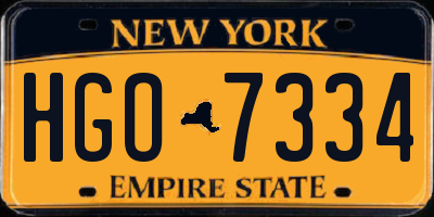 NY license plate HGO7334