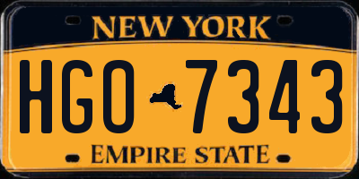 NY license plate HGO7343