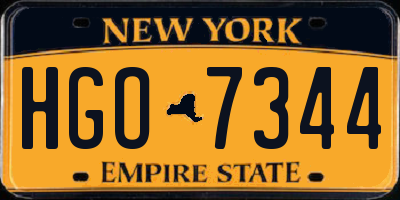 NY license plate HGO7344