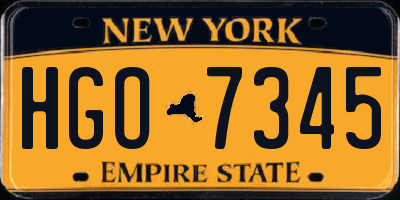 NY license plate HGO7345