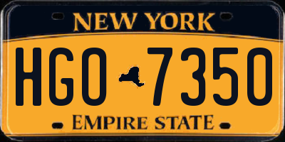NY license plate HGO7350