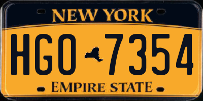 NY license plate HGO7354