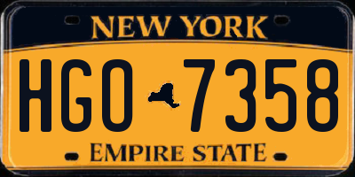 NY license plate HGO7358