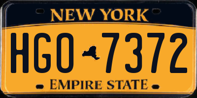 NY license plate HGO7372