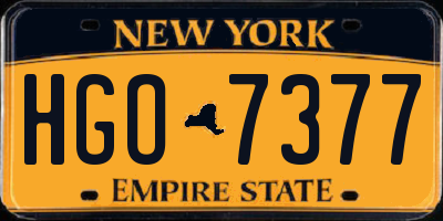 NY license plate HGO7377