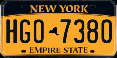 NY license plate HGO7380