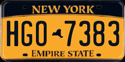 NY license plate HGO7383