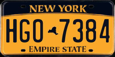 NY license plate HGO7384