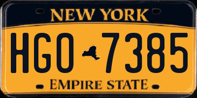 NY license plate HGO7385