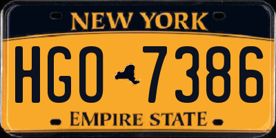 NY license plate HGO7386