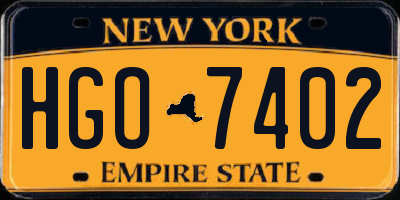 NY license plate HGO7402